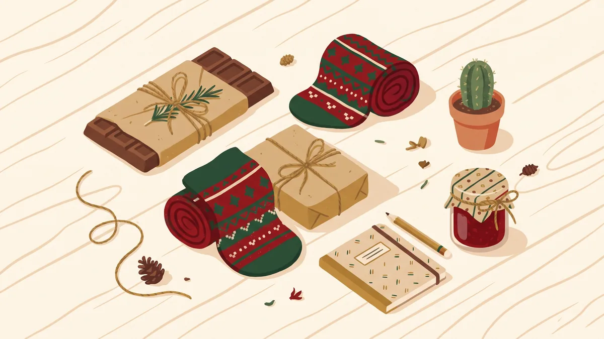 Regalos baratos envueltos a mano: chocolate, calcetines, cactus y mermelada
